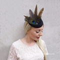 Black Peacock Pheasant Feather Pillbox Hat Hair Fascinator Races Clip